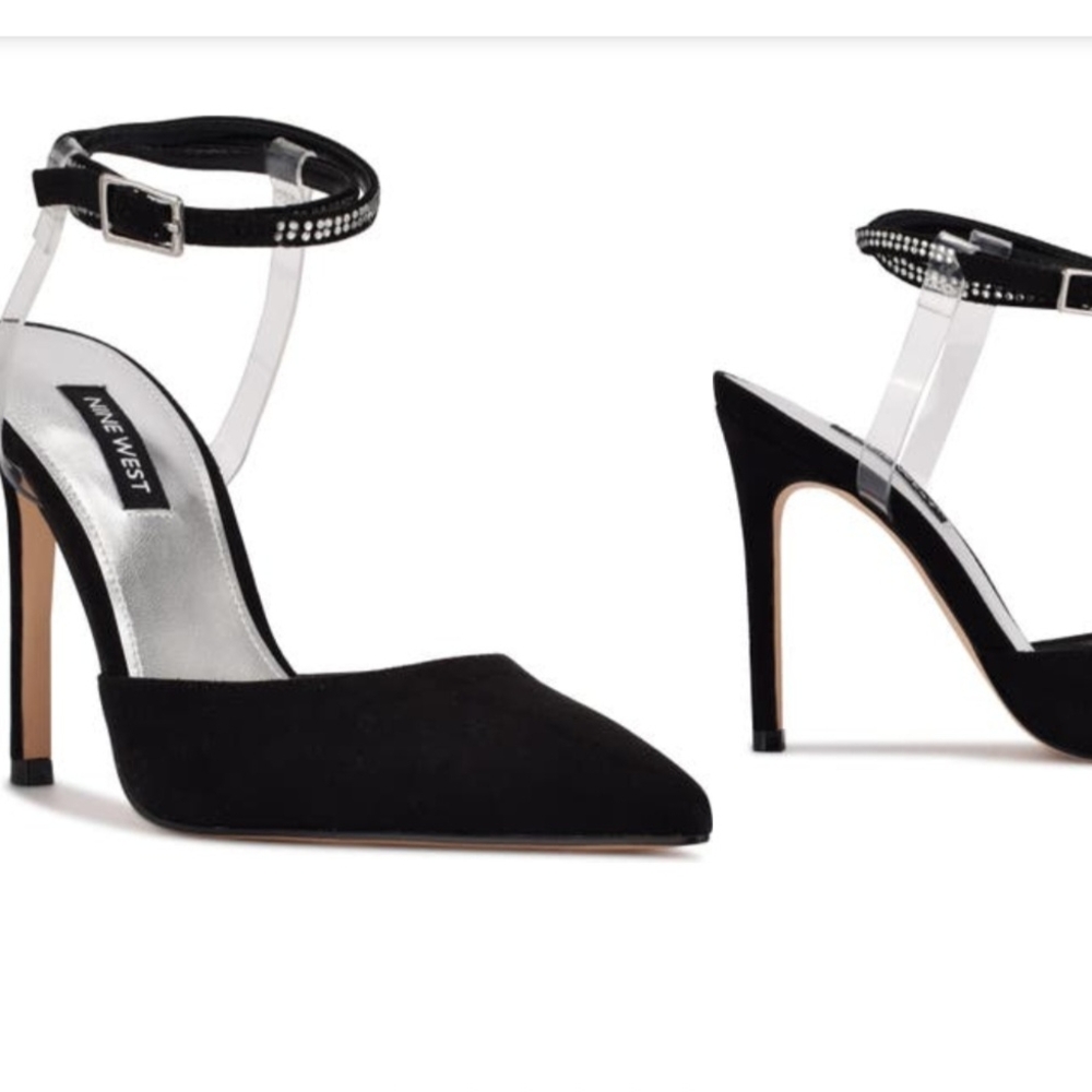 Nine West Cream and Black Stiletto Heels with Pointed Toes